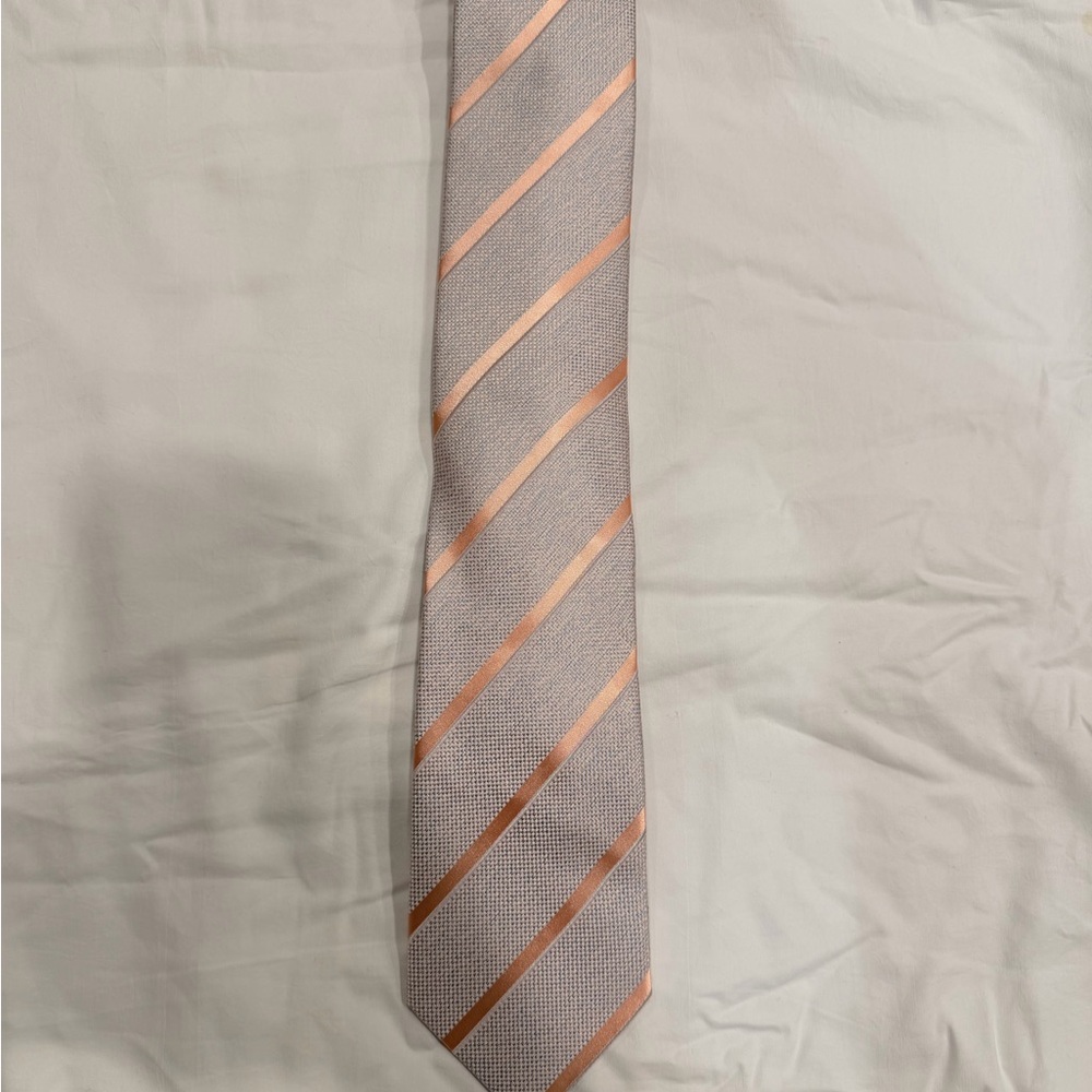 Elegant Gray and Orange Striped Tie
